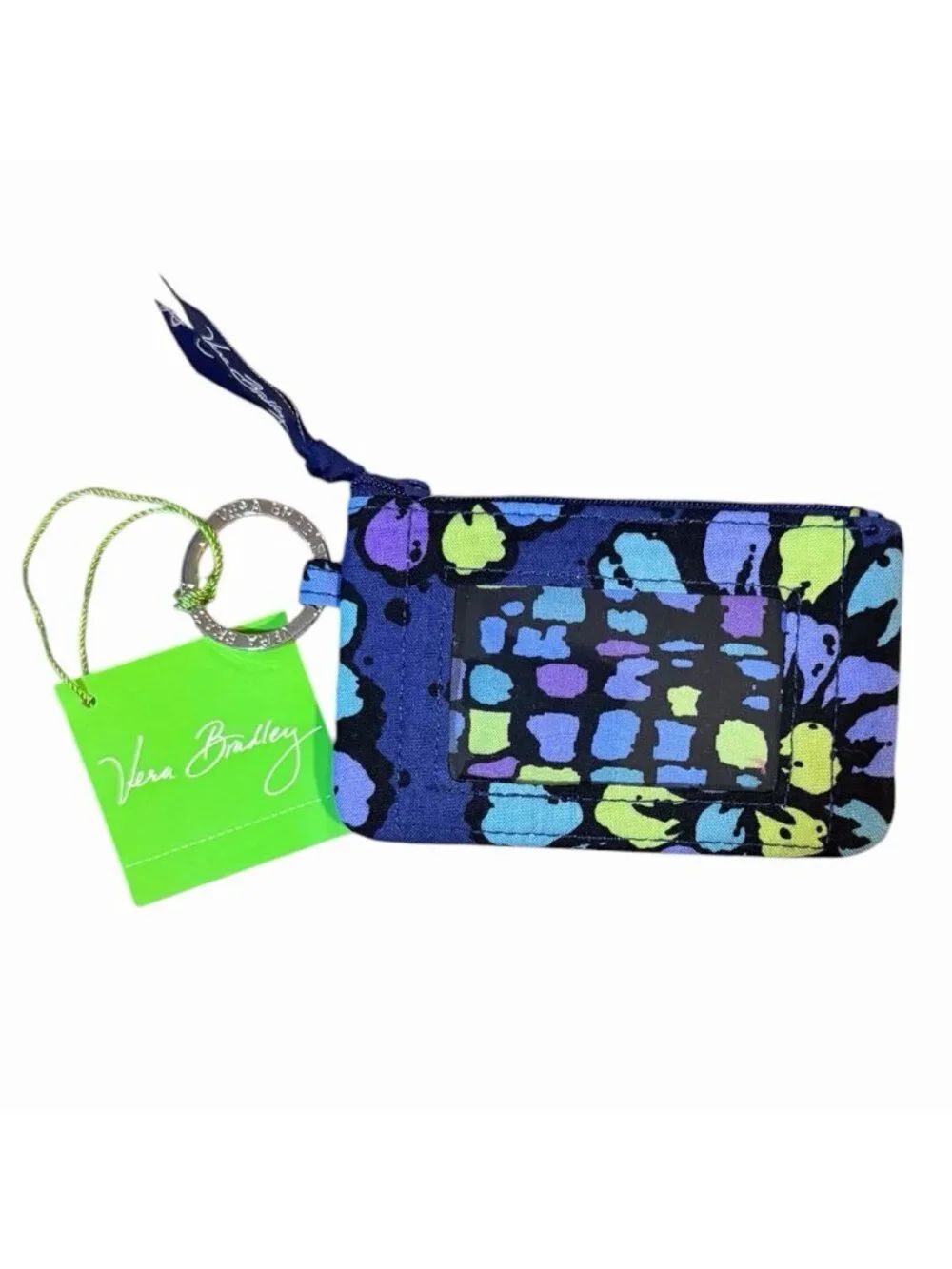 Vera Bradley Indigo Pop Zip ID Case Mini Wallet Retired Blue Floral NWT
